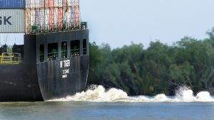 Turbulent Waters - Powerful Propellers of Giant Container Ships