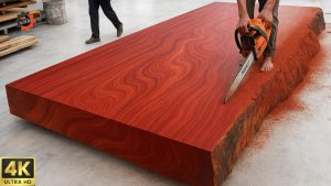 Jaw-Dropping Craftsmanship: Carving a Gigantic Table by Hand from a Wild and Dangerous Log