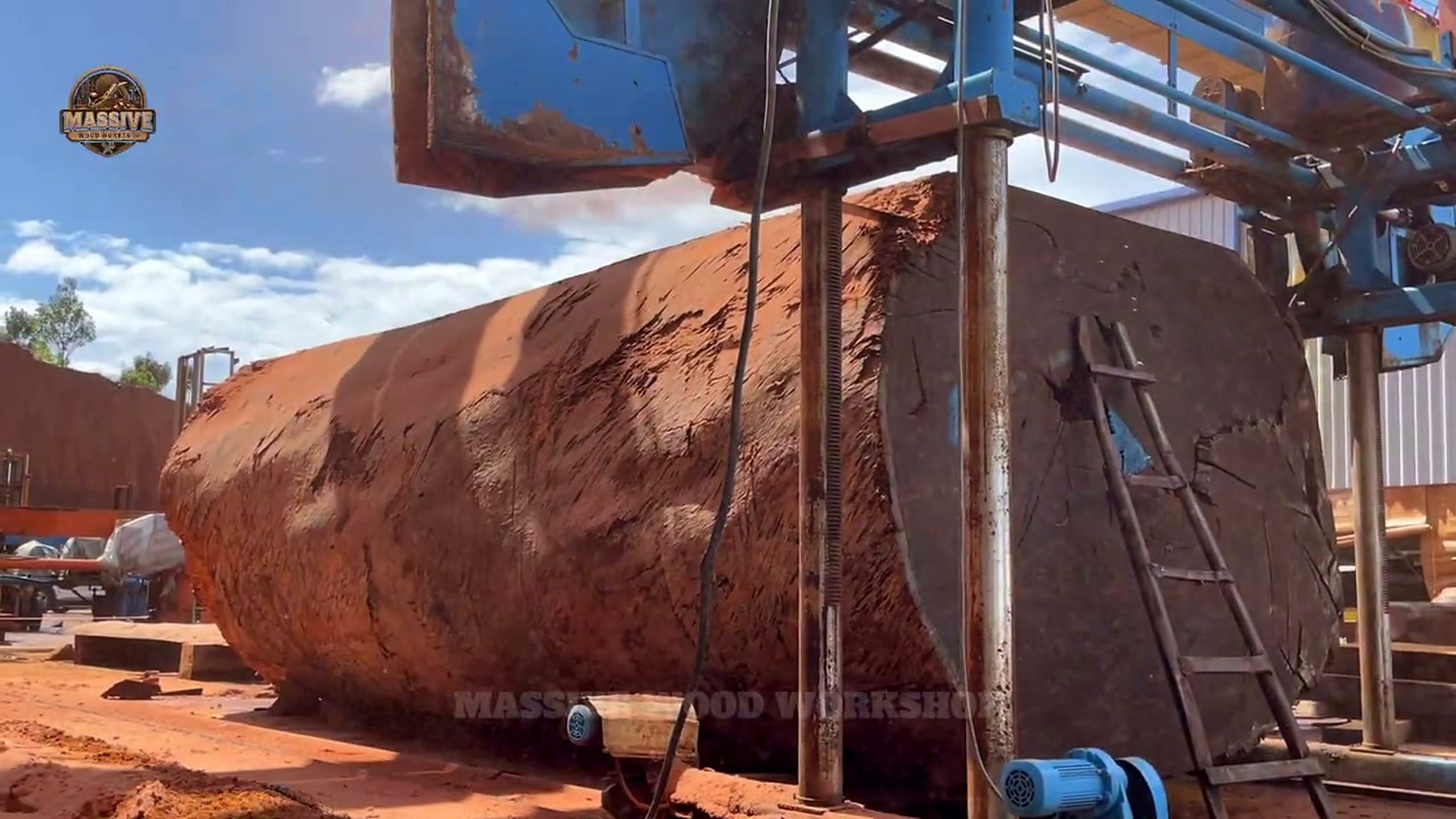 2000 year old tree giant sawmill - the first slab area becoming visible