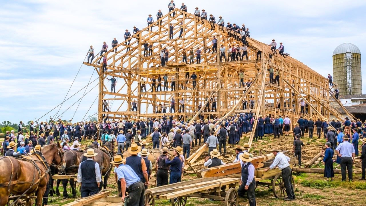 Amish barn raising source video thumbnail