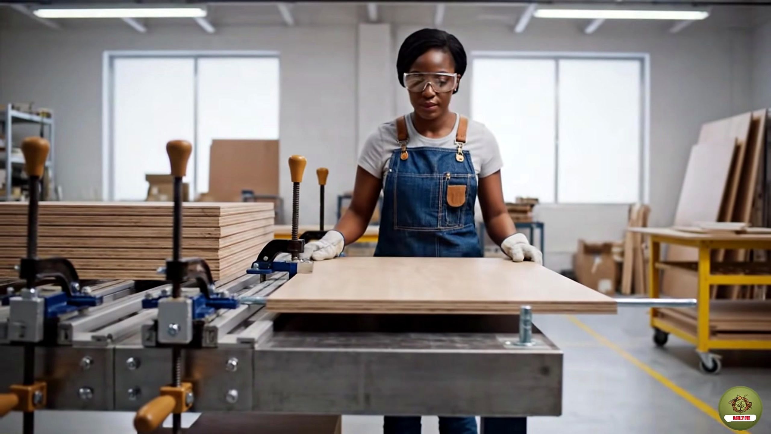 plywood from logs for cabinet panels - a detail-check moment for inspecting panel surface, alignment, or handling risk