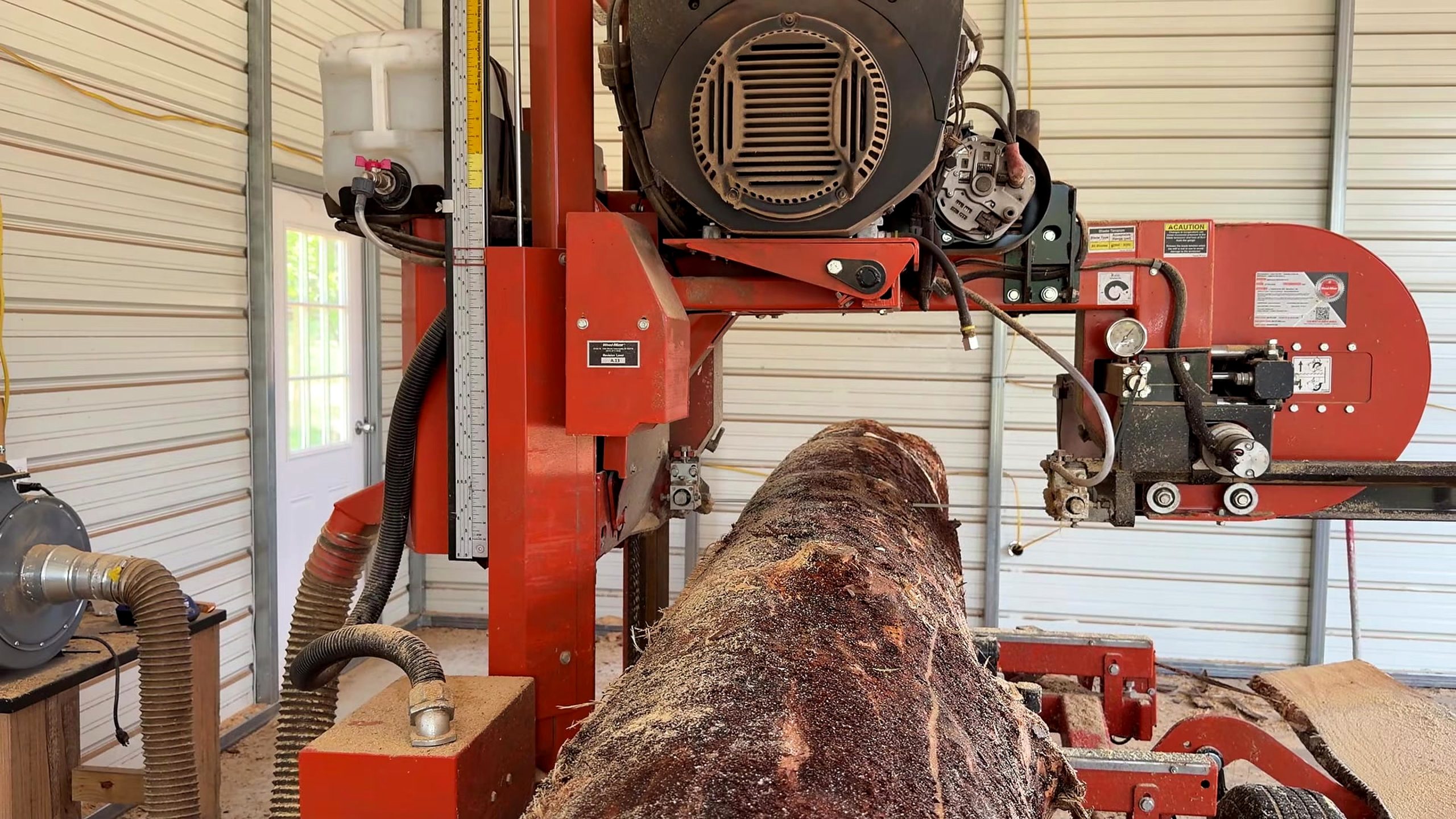 three huge pine logs two orders - the main work stage that carries the video's practical lesson