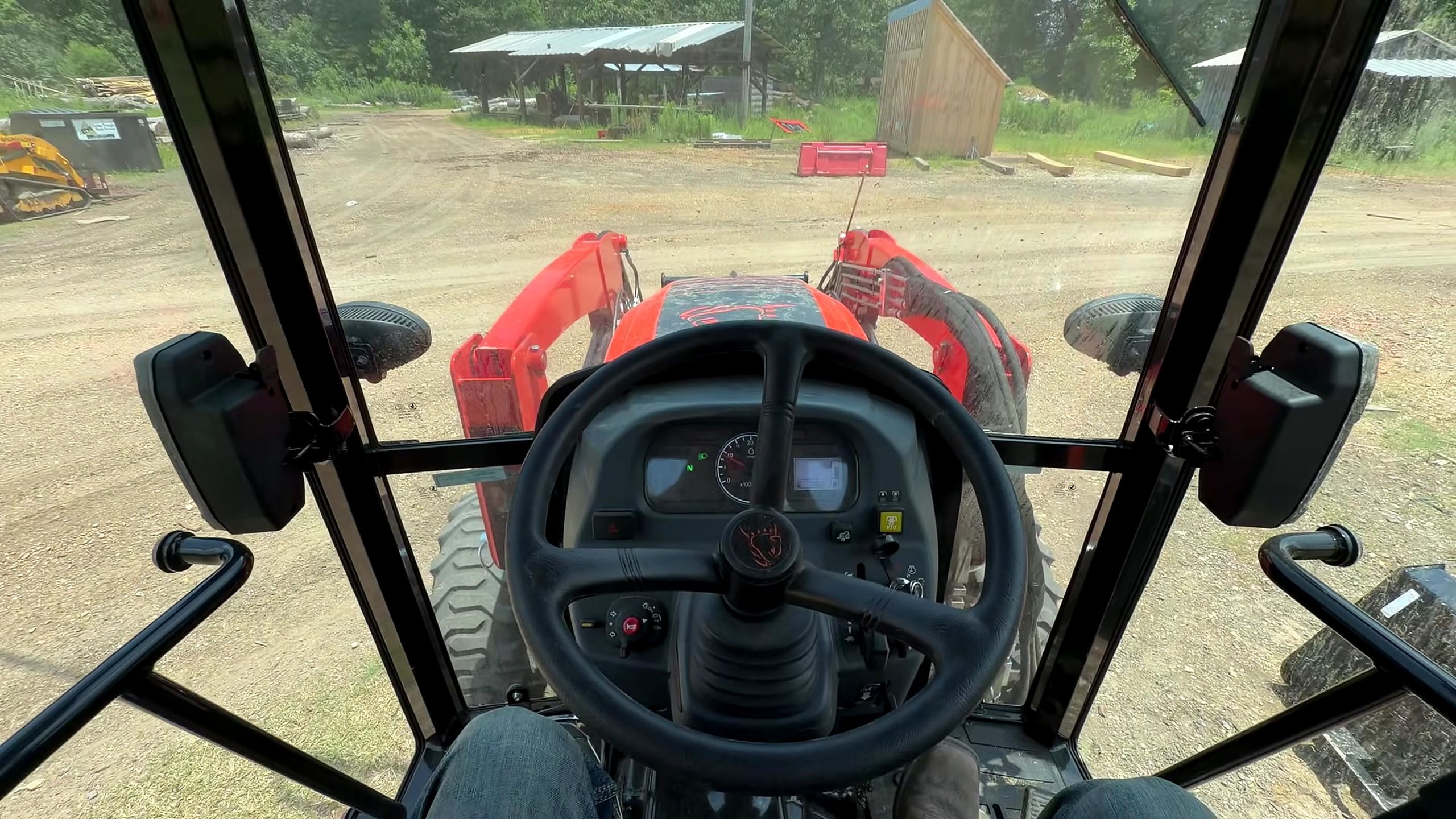 three huge pine logs two orders - the setup or early workflow visible in the source video