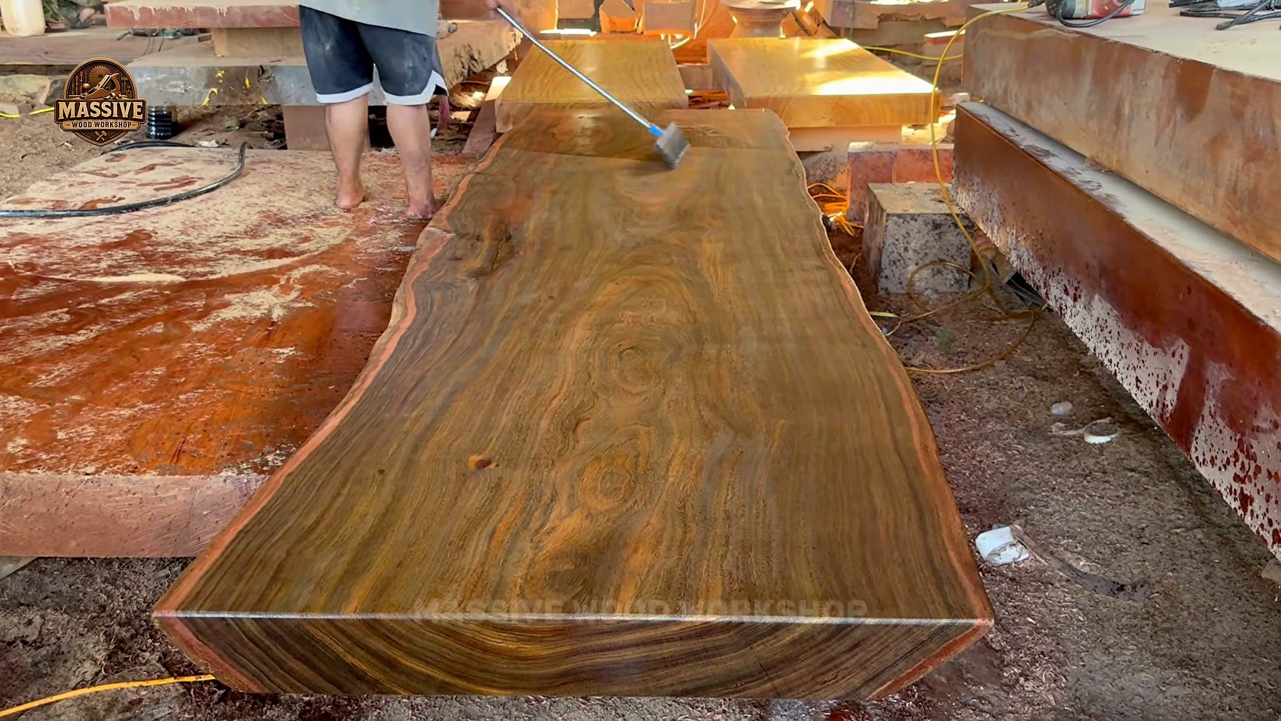 massive log bandsaw slab milling process - slab surface application