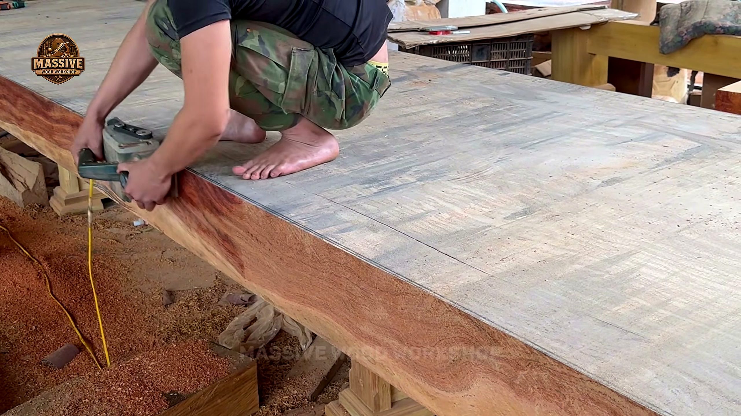 massive log bandsaw slab milling process - wide slab measurement
