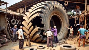 Hard Working Craftsman Repairing Big Caterpillar Loader Tire Amazing Process - YouTube original thumbnail