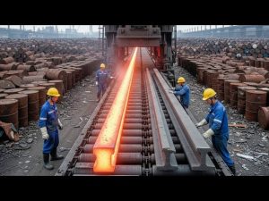 From Waste To Railway Tracks Inside A Massive Oil Drum Recycling Factory Full Process - YouTube original thumbnail