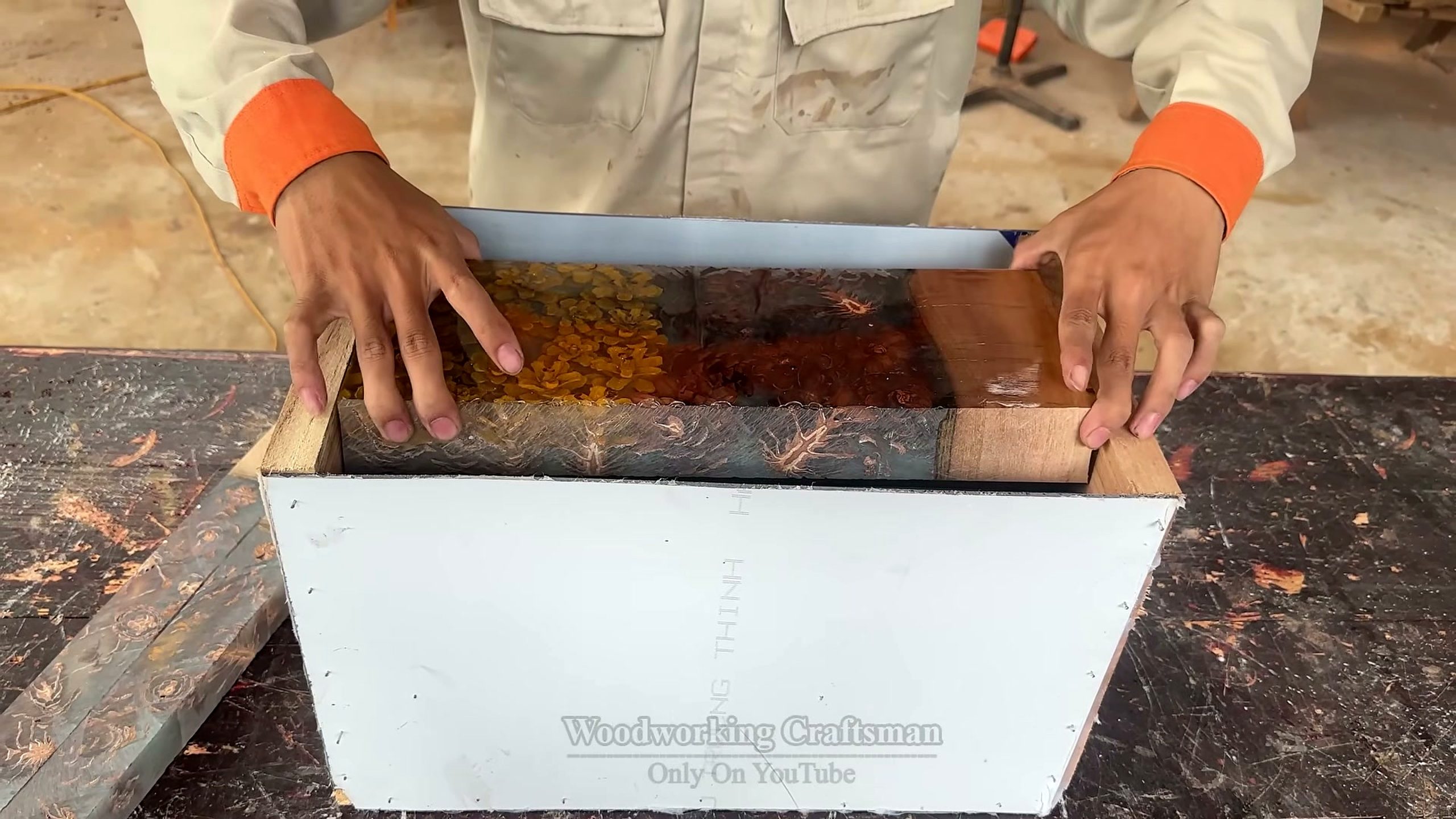 colorful strips wood becomes artistic masterpiece - the source video context before the main process is judged
