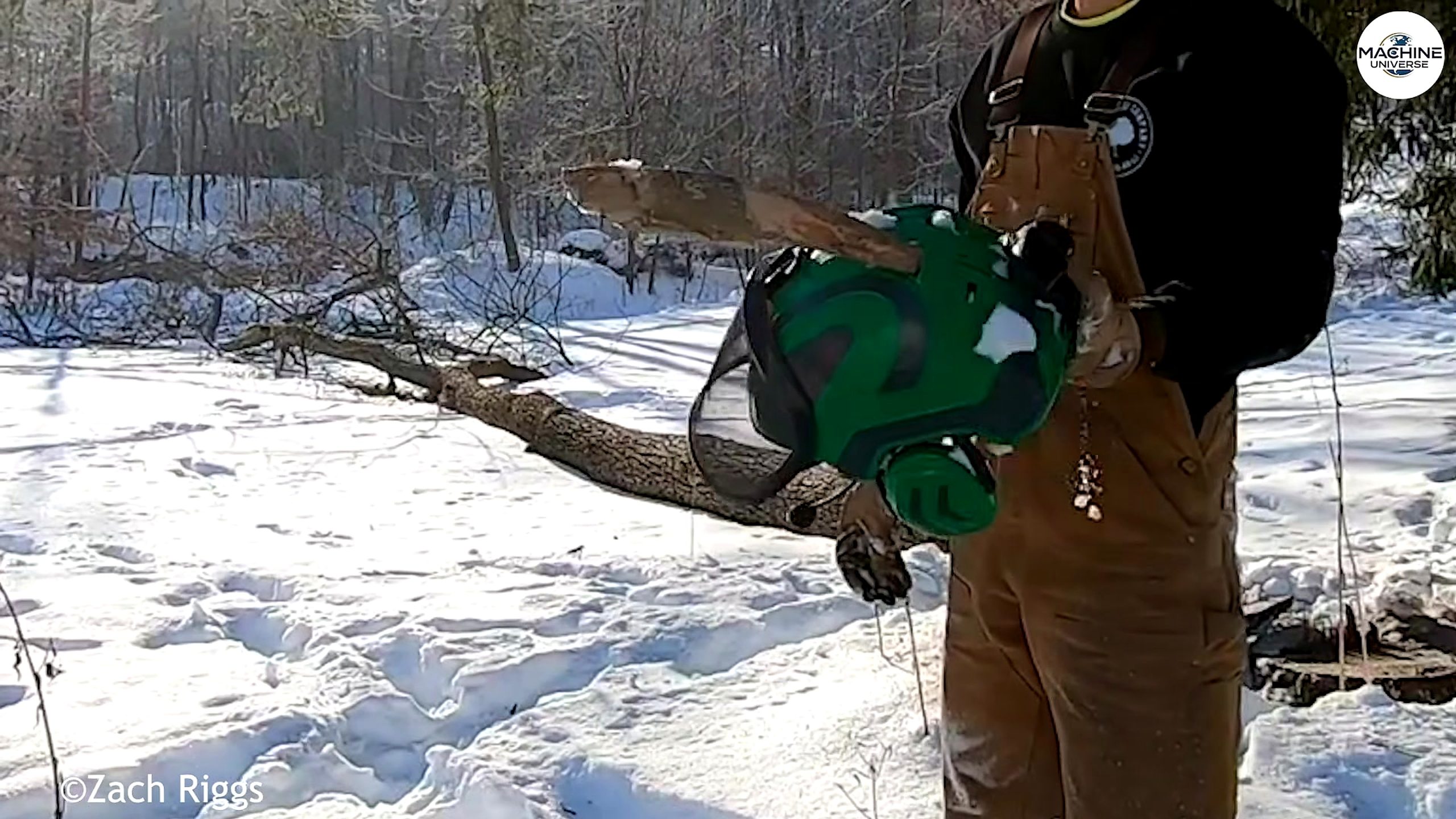 crazy monster chainsaw machines cutting giant - the source video context before the main process is judged