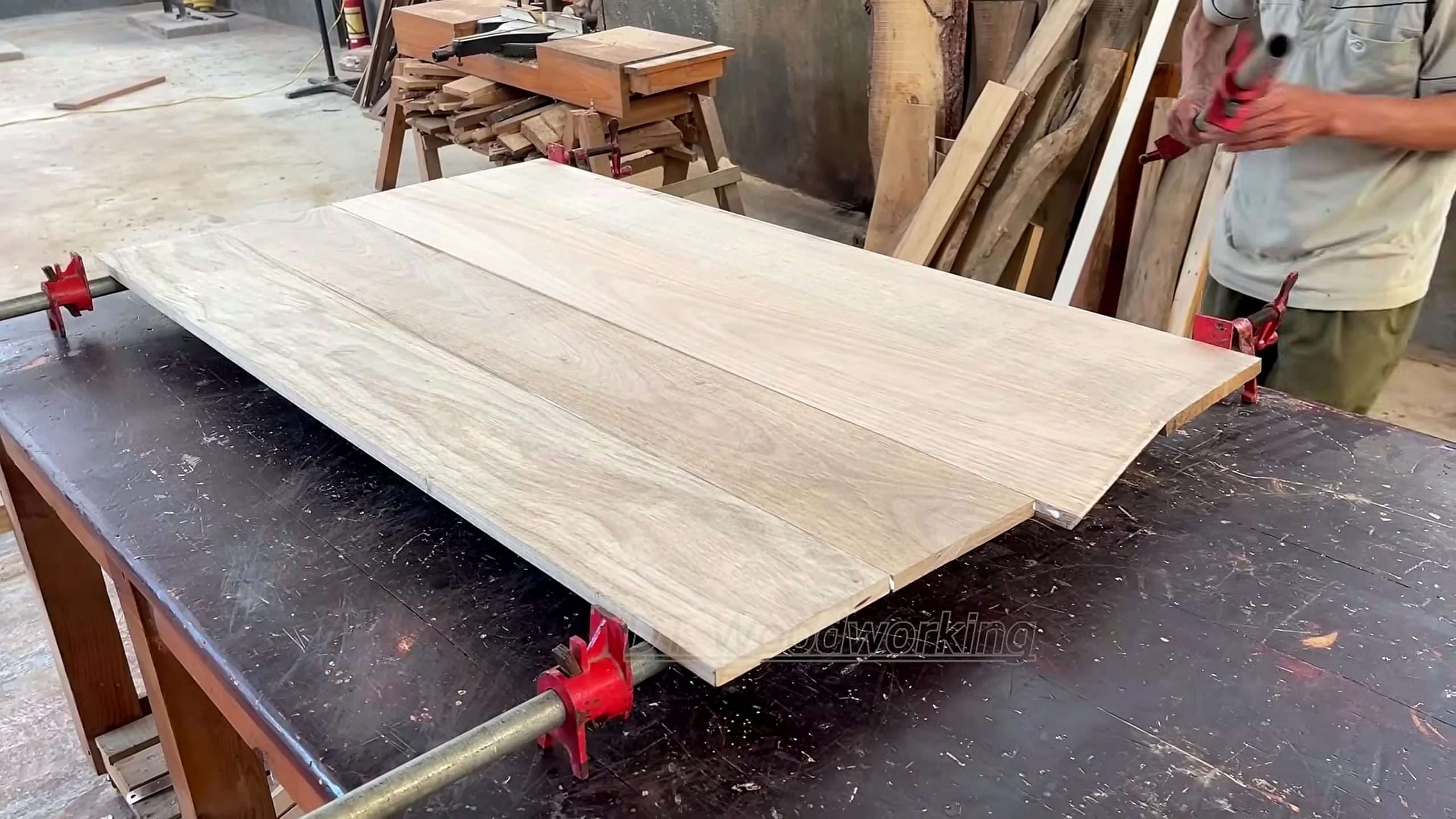 curved redwood blocks high value luxury - the source video context before the main process is judged