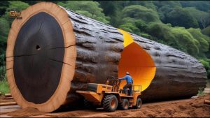 giant timber slab cutting process