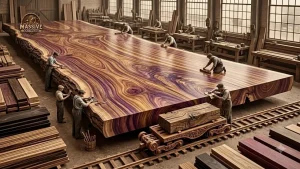 giant timber bandsaw round table process - YouTube original thumbnail
