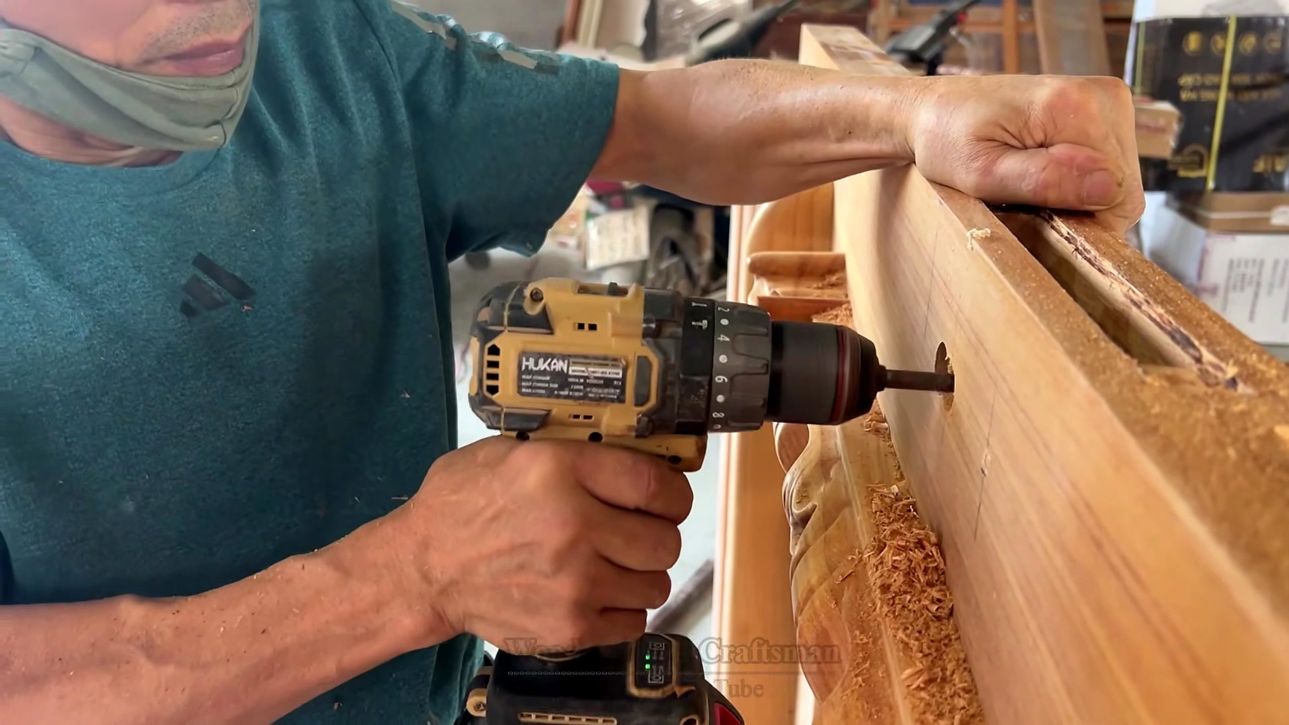 giant wooden door handcrafted installation process - a dry-fit or symmetry check before the door is treated as ready