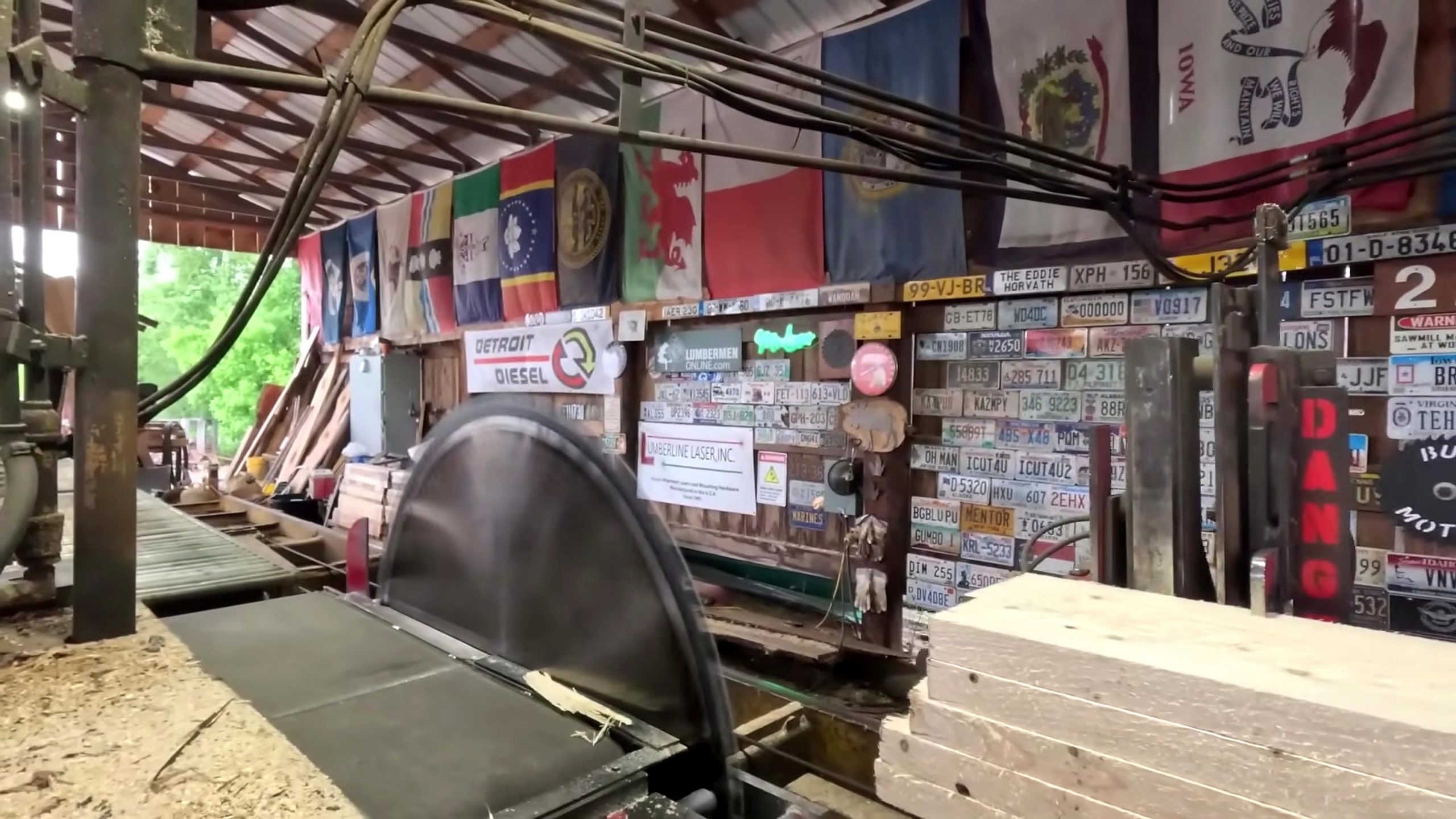 norway spruce 2x4 sawmill process blade and completed board stack