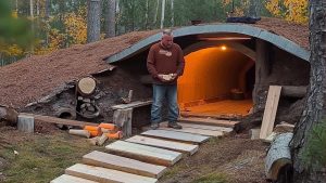 Man Builds 2 Room Log Cabin Underground Start To Finish By Bushcraftua1 - YouTube original thumbnail