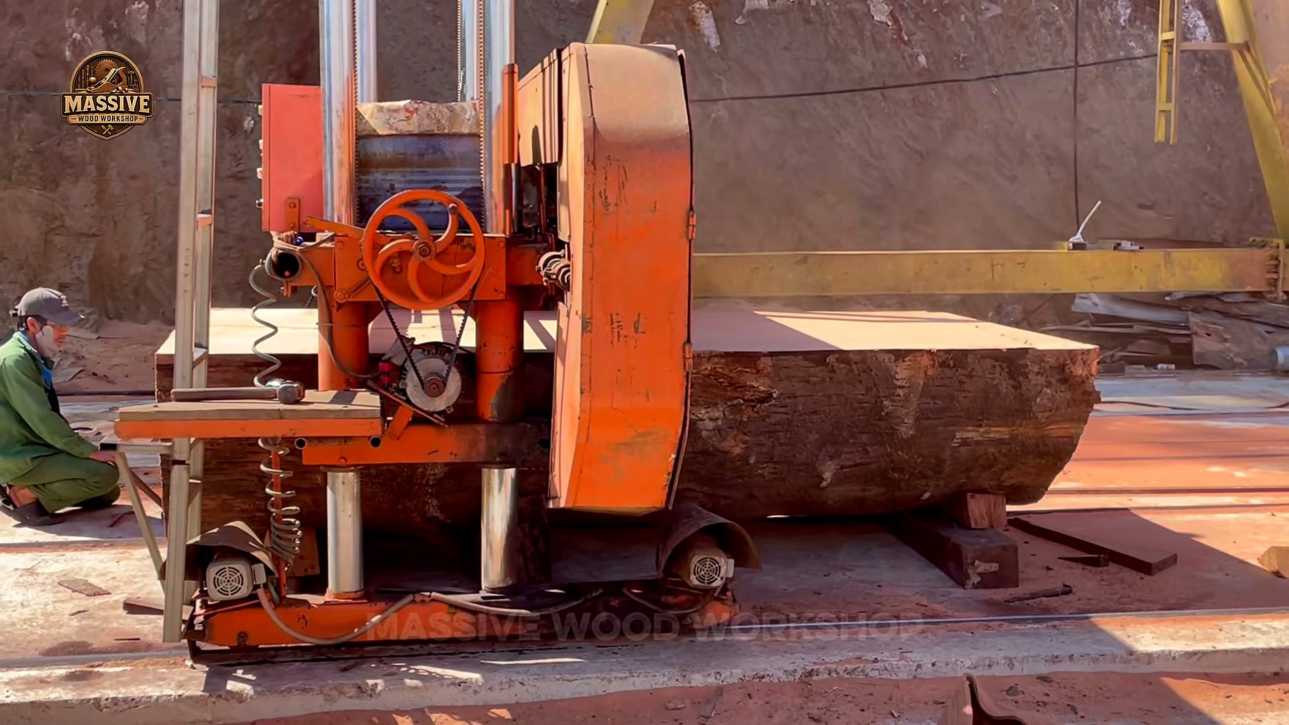 largest wood slabs - the setup or early workflow visible in the source video