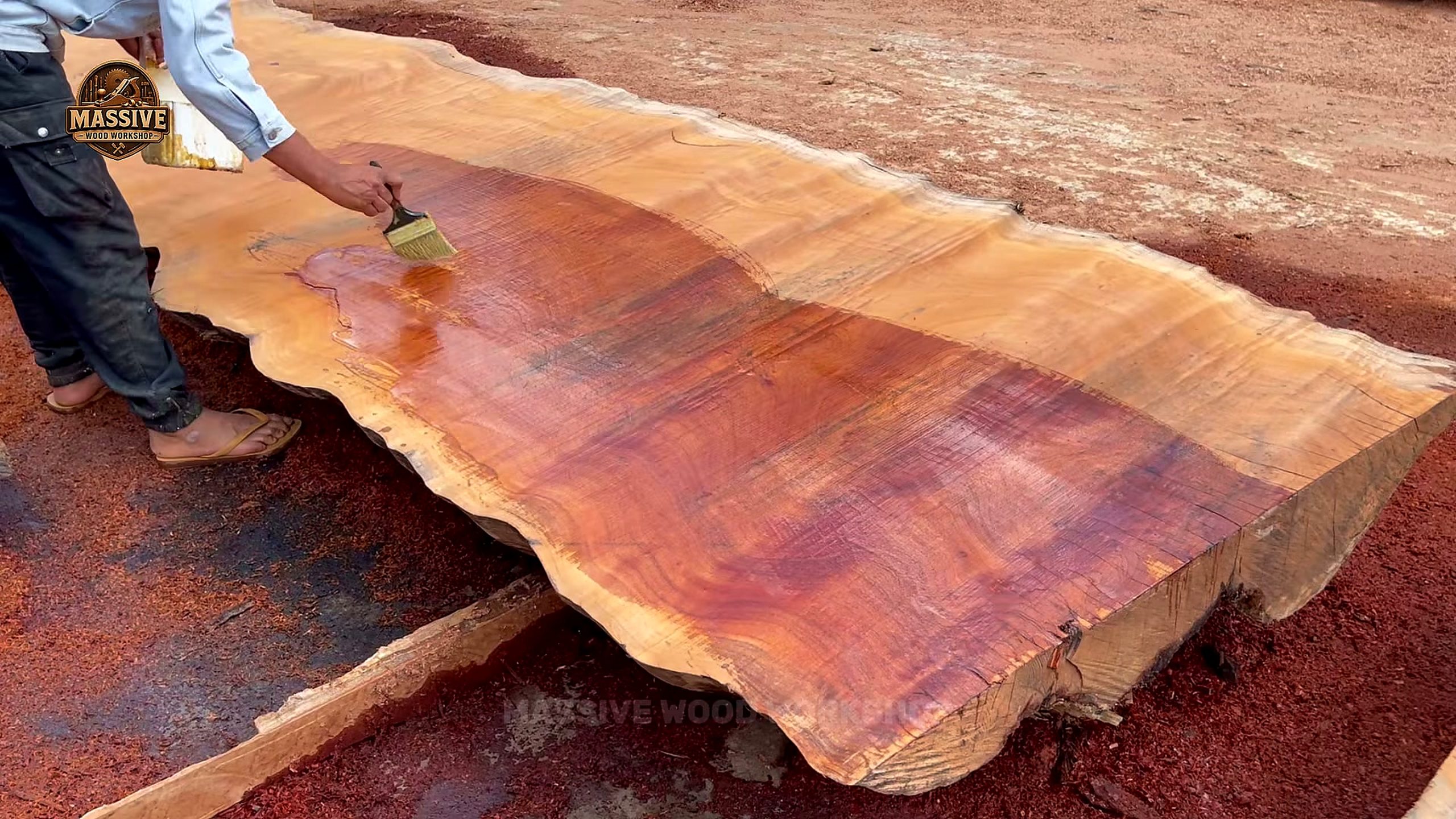 ton ancient timber became most extraordinary wide slab under final review after surface liquid reveals the grain