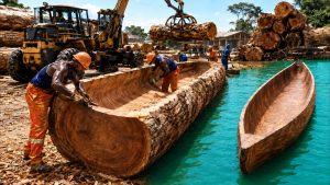 Giant Logs Transformed Into Beautiful Dugout Canoes The Complete Woodworking Pro 2 - YouTube original thumbnail