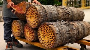 Dead Coconut Palm Wood Furniture Process - YouTube original thumbnail