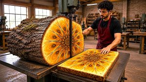 geometric marquetry furniture making process - YouTube original thumbnail