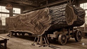 giant log bandsaw slab table process - YouTube original thumbnail