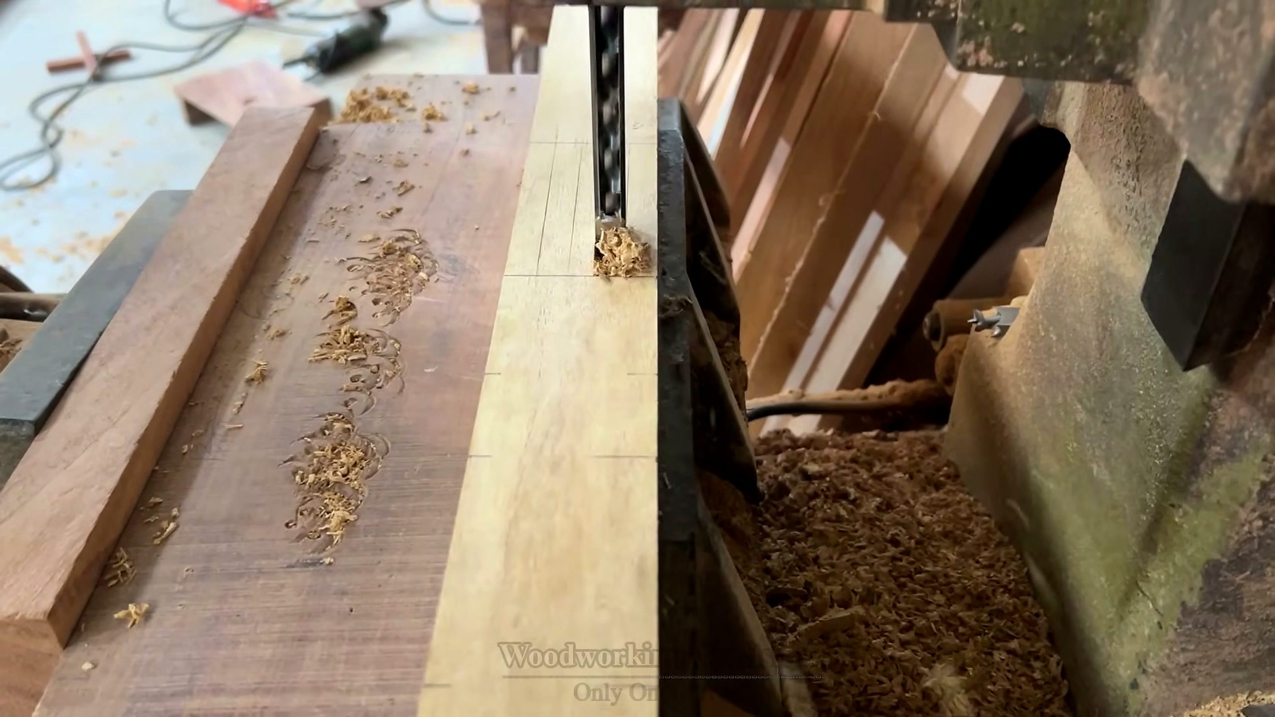 strong natural wood furniture incredible massive - the setup or early workflow visible in the source video
