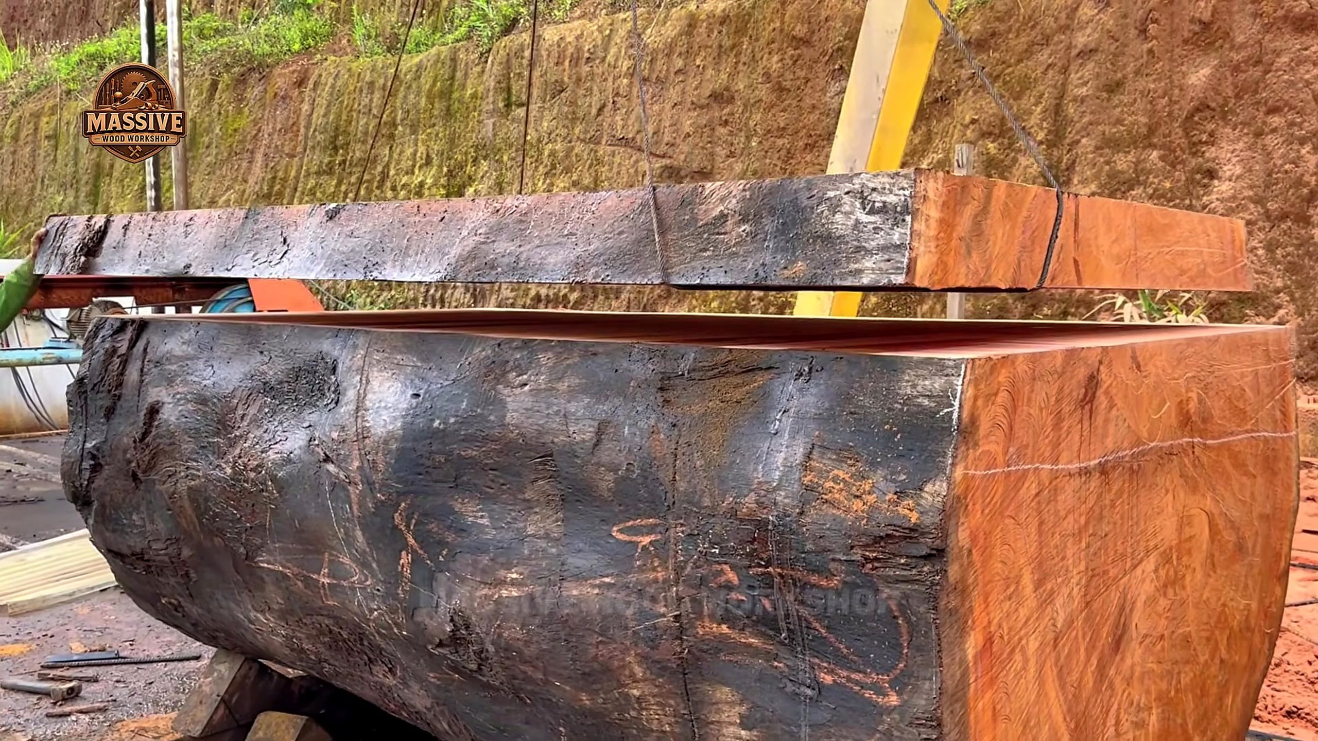 wood treatment process - the setup before the visible treatment or cleaning stage