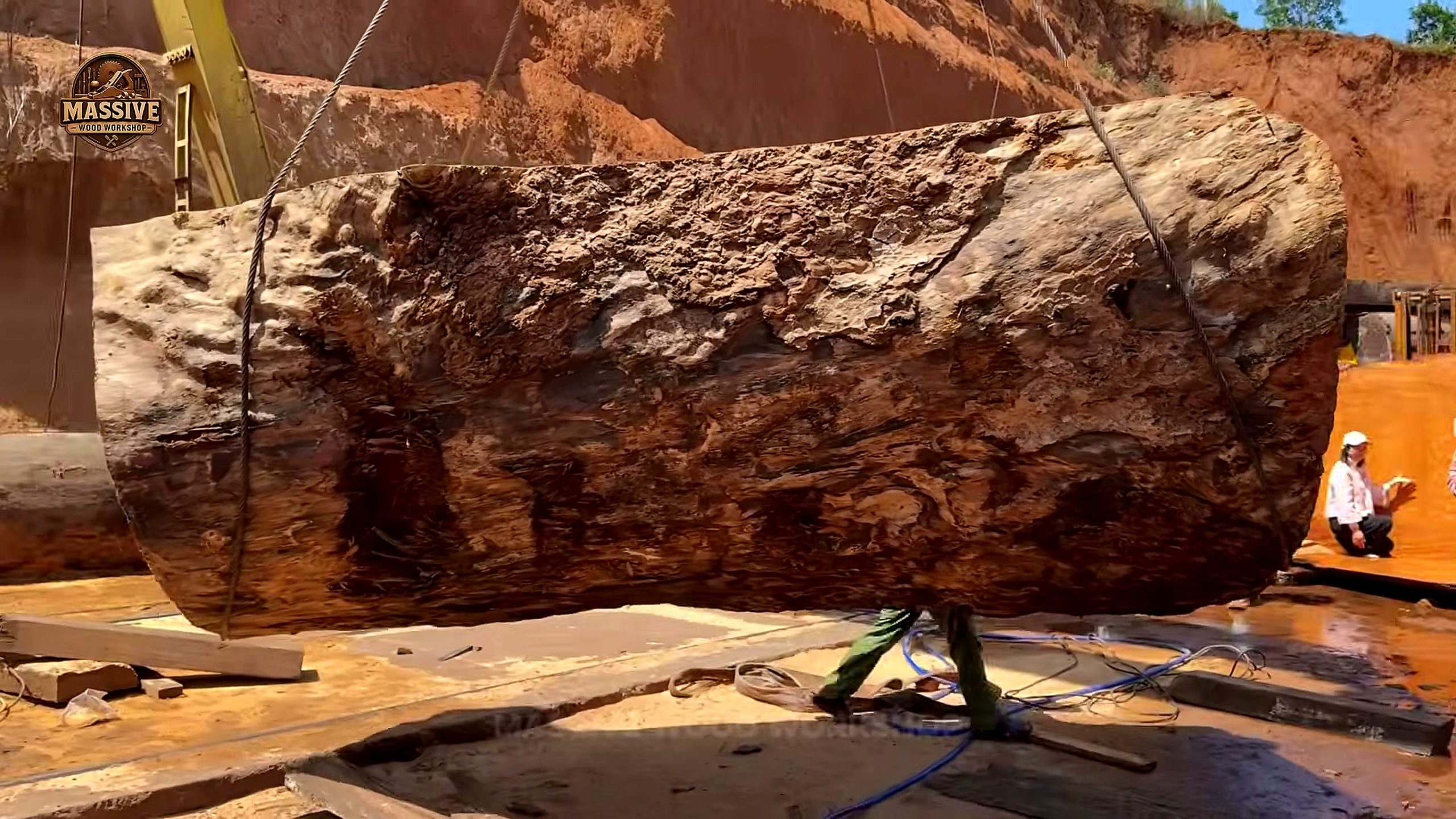3000-year-old giant log - the setup or early workflow visible in the source video