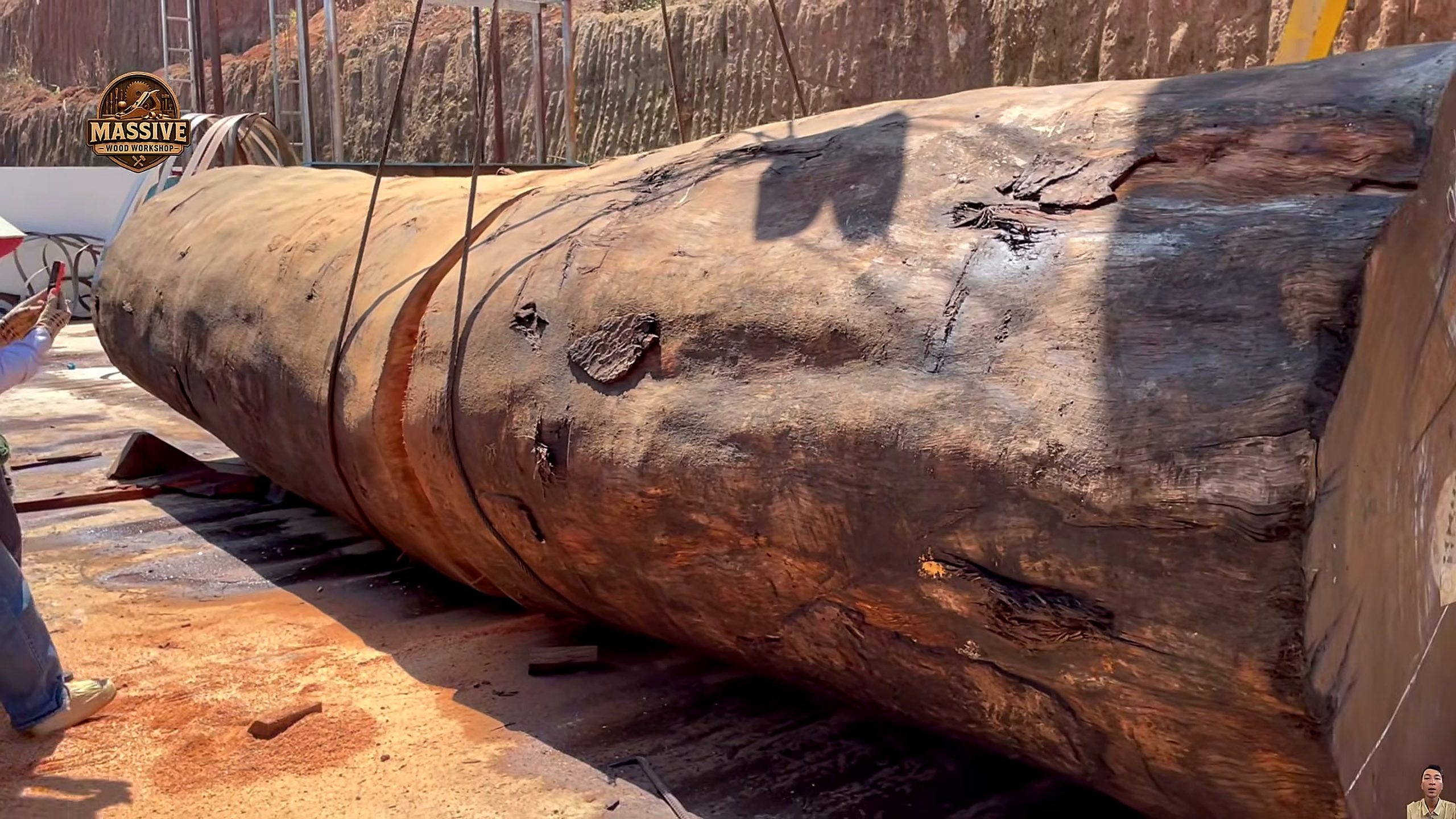 40-foot giant log - the source video context before the main process is judged