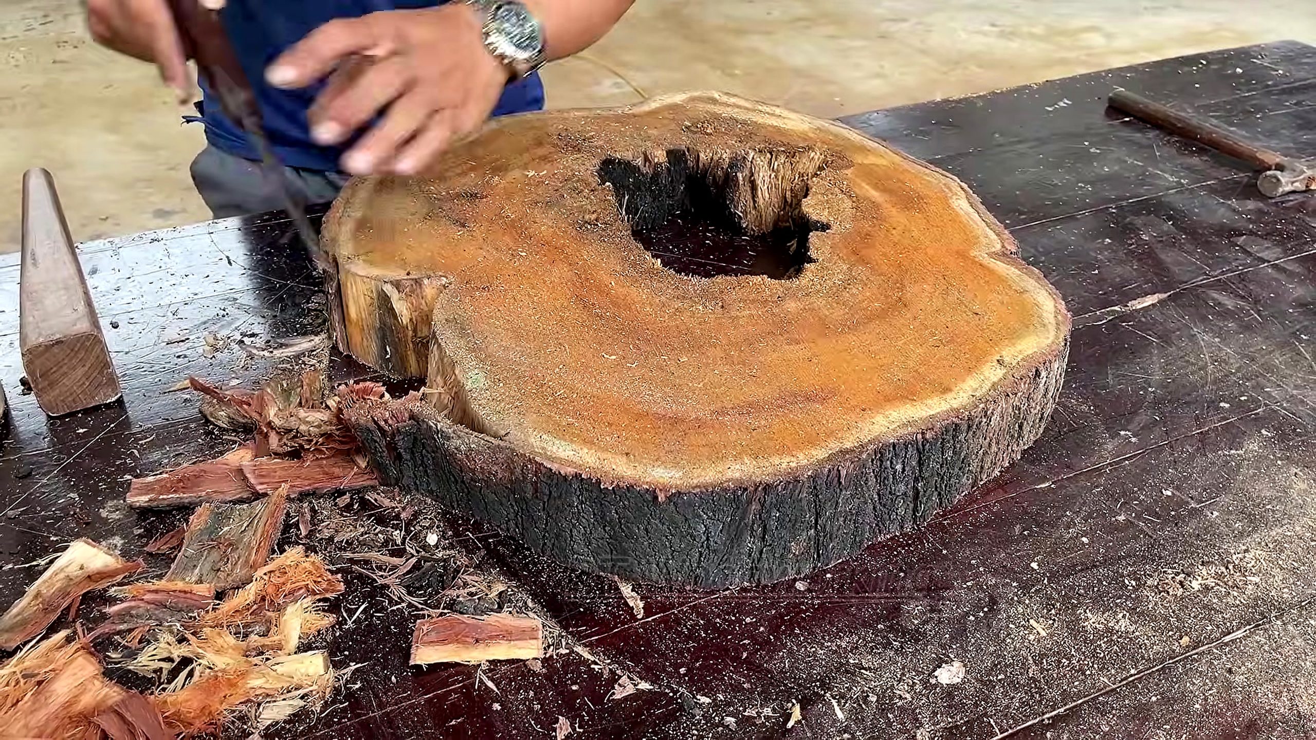 burnt hollow log - the source video context before the main process is judged