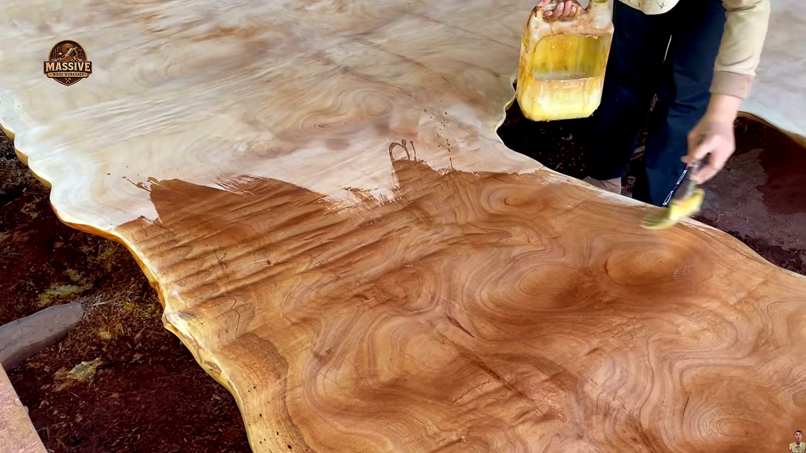 giant timber - the main work stage that carries the video's practical lesson