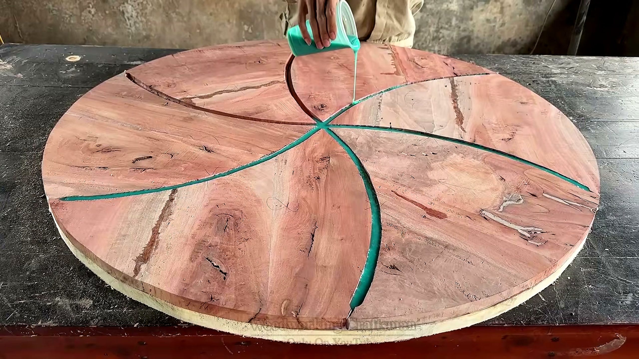 one expected these redwood panels look - the setup or early workflow visible in the source video