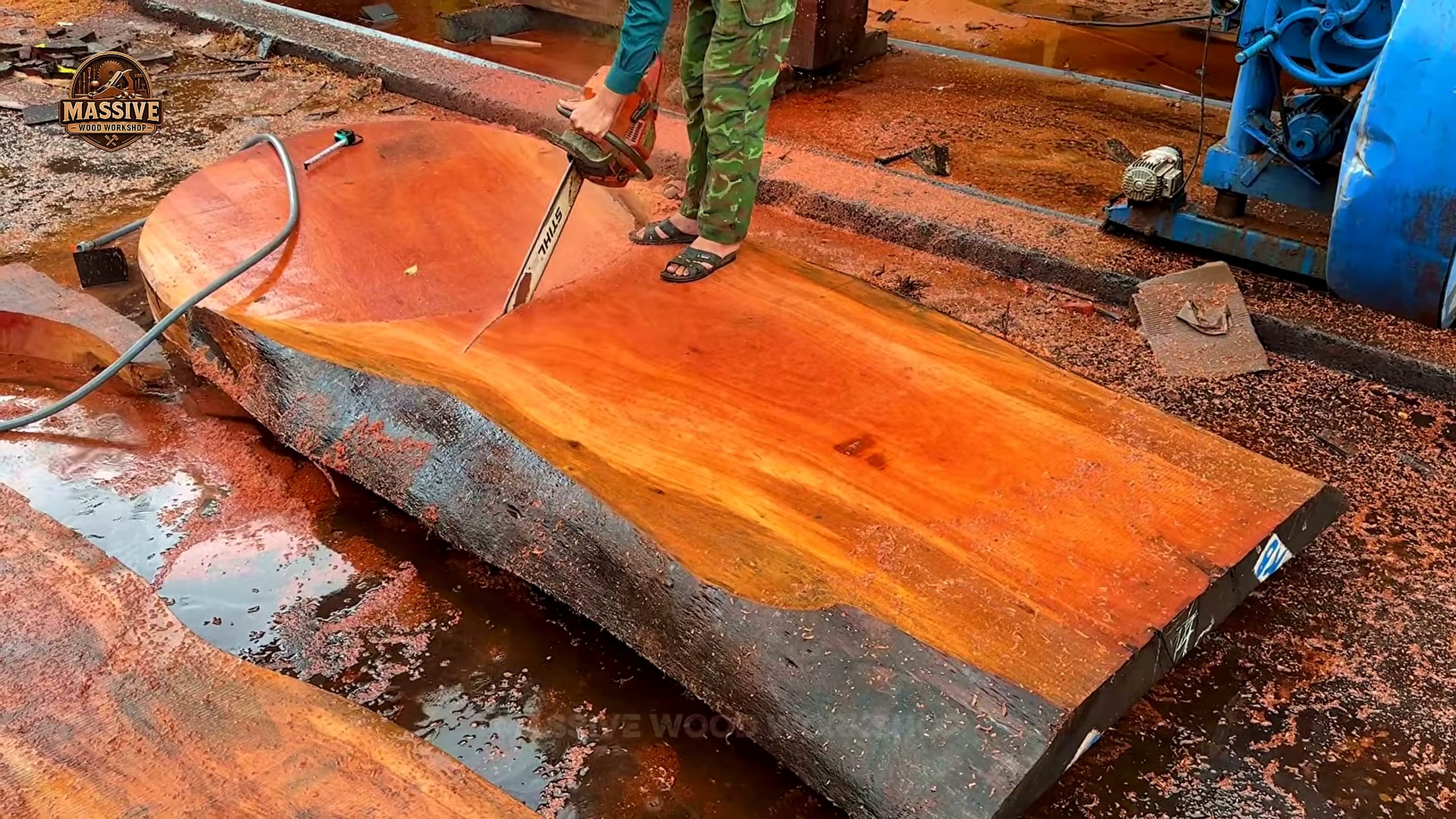 rare timber - setup stage before the main woodworking operation