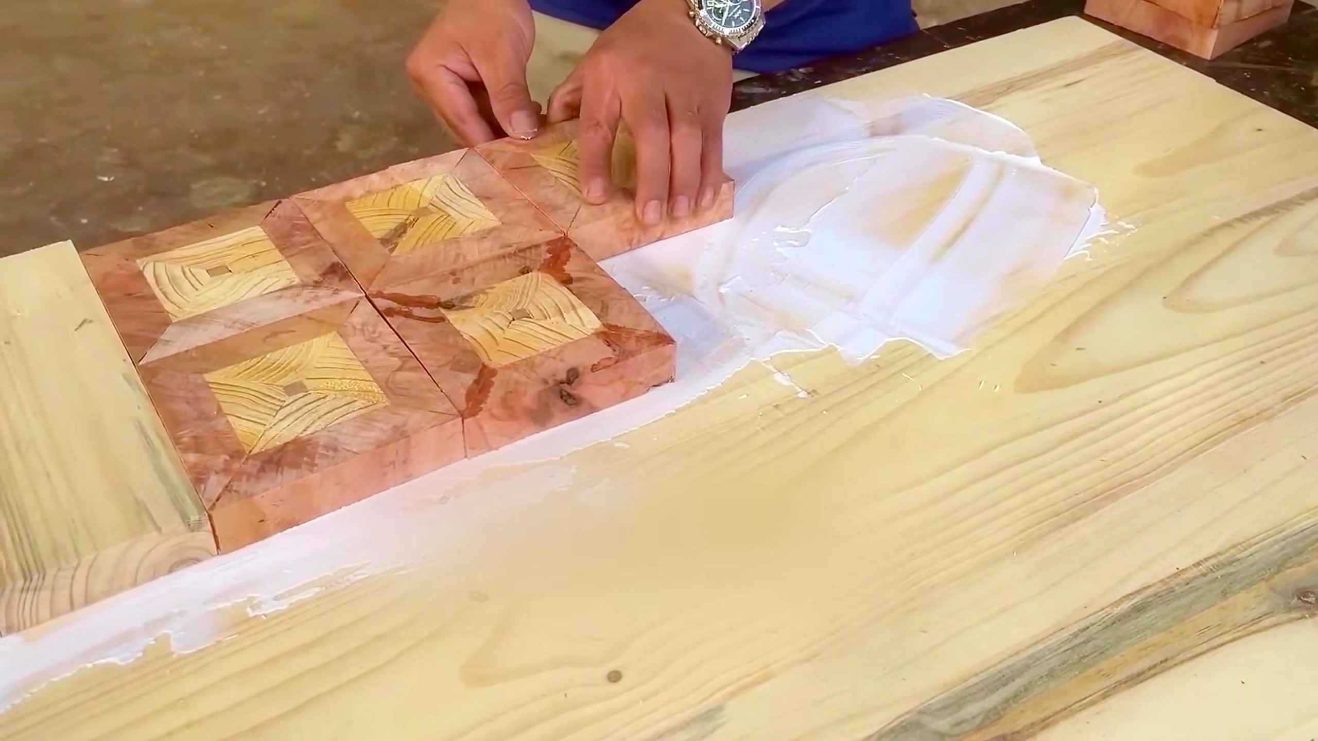 rarest multicolored burl wood - the setup or early workflow visible in the source video