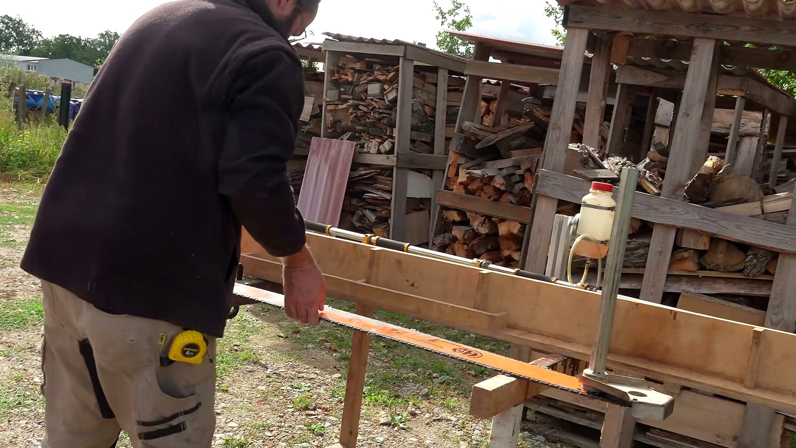 wide wood slabs - the setup or early workflow visible in the source video