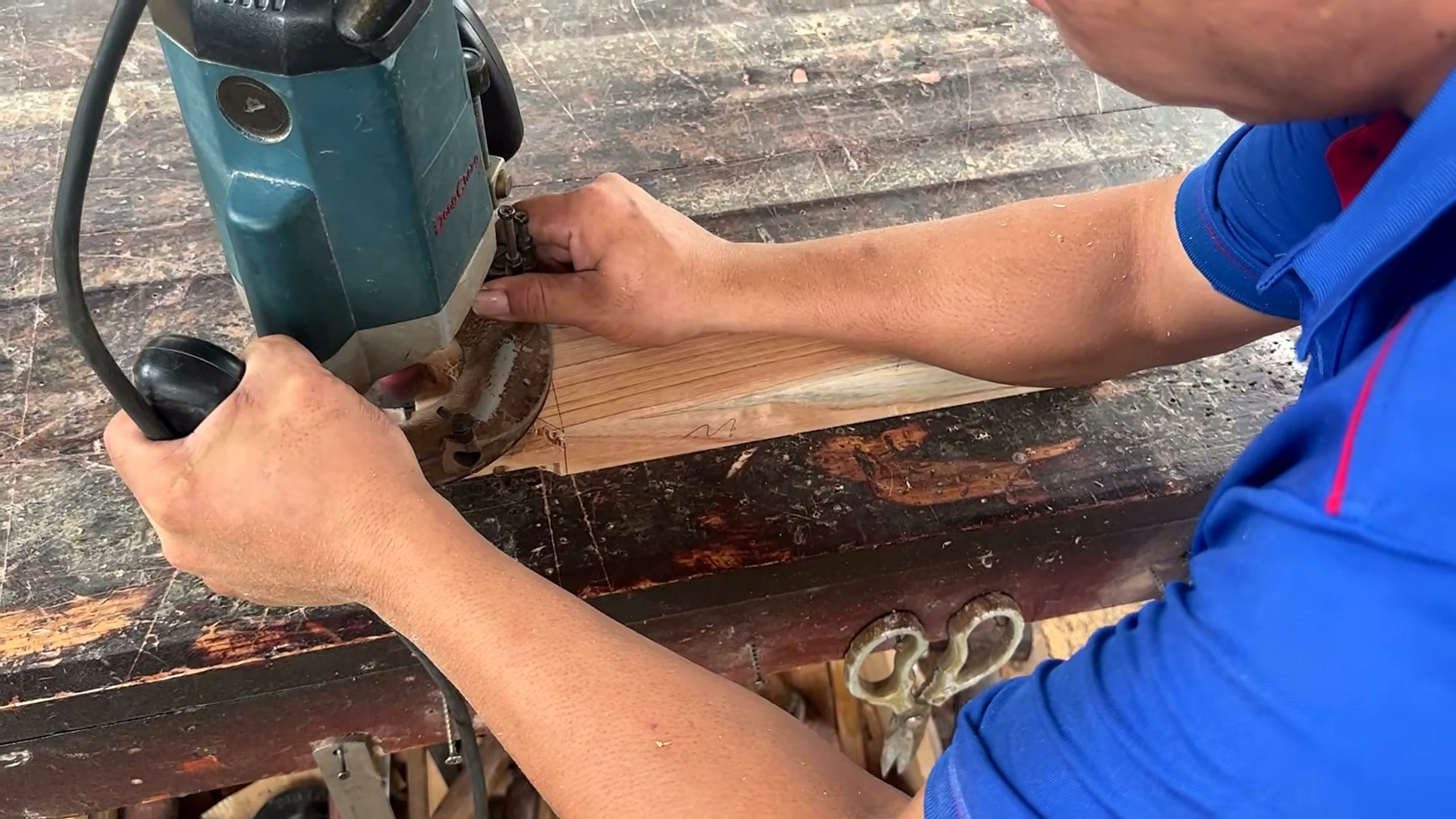 woodworking idea inspired wave storage door - the setup or early workflow visible in the source video